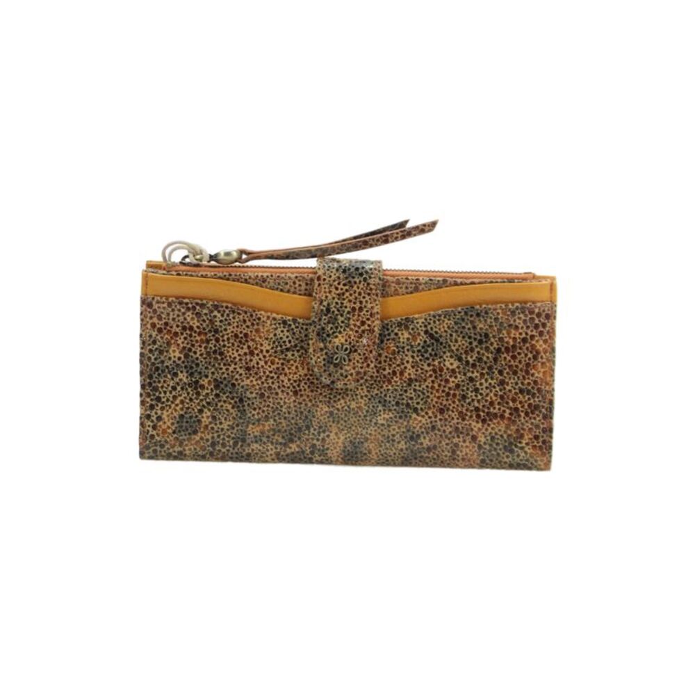 Hobo Womens Leather Spotted Print Snapped Buttoned Wallet Brown
